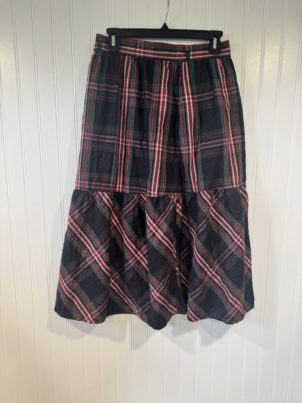 Free Assembly Plaid Skirt Womens Size 4 Side Zip A Line Belted Blue Green Red